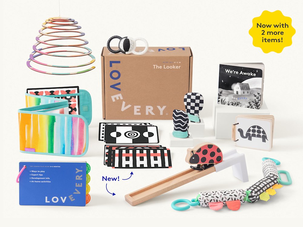 The Looker Play Kit with the Ladybug and other newborn playthings